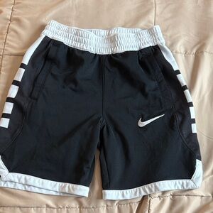 Nike Kids Black and White Striped Shorts Small